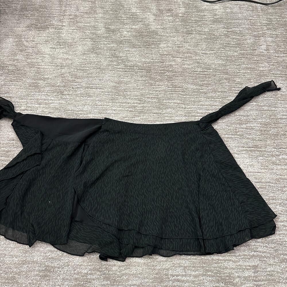 Aerie Skirt Womens Medium Black Wrap Flowy Ruffled Tie Chiffon Mini Short NWT - Picture 4 of 14